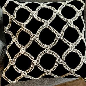 Black Beaded Accent Pillow